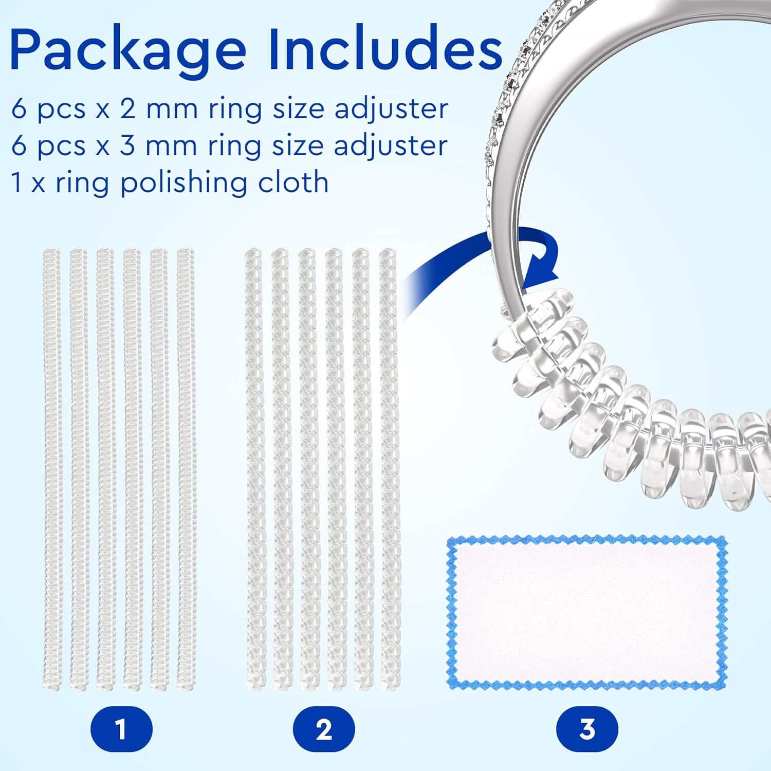 Ring Sizer Adjuster for Loose Rings, Fits Bands Up to 6mm 0.5-1.5 Sizes, 12 Pack