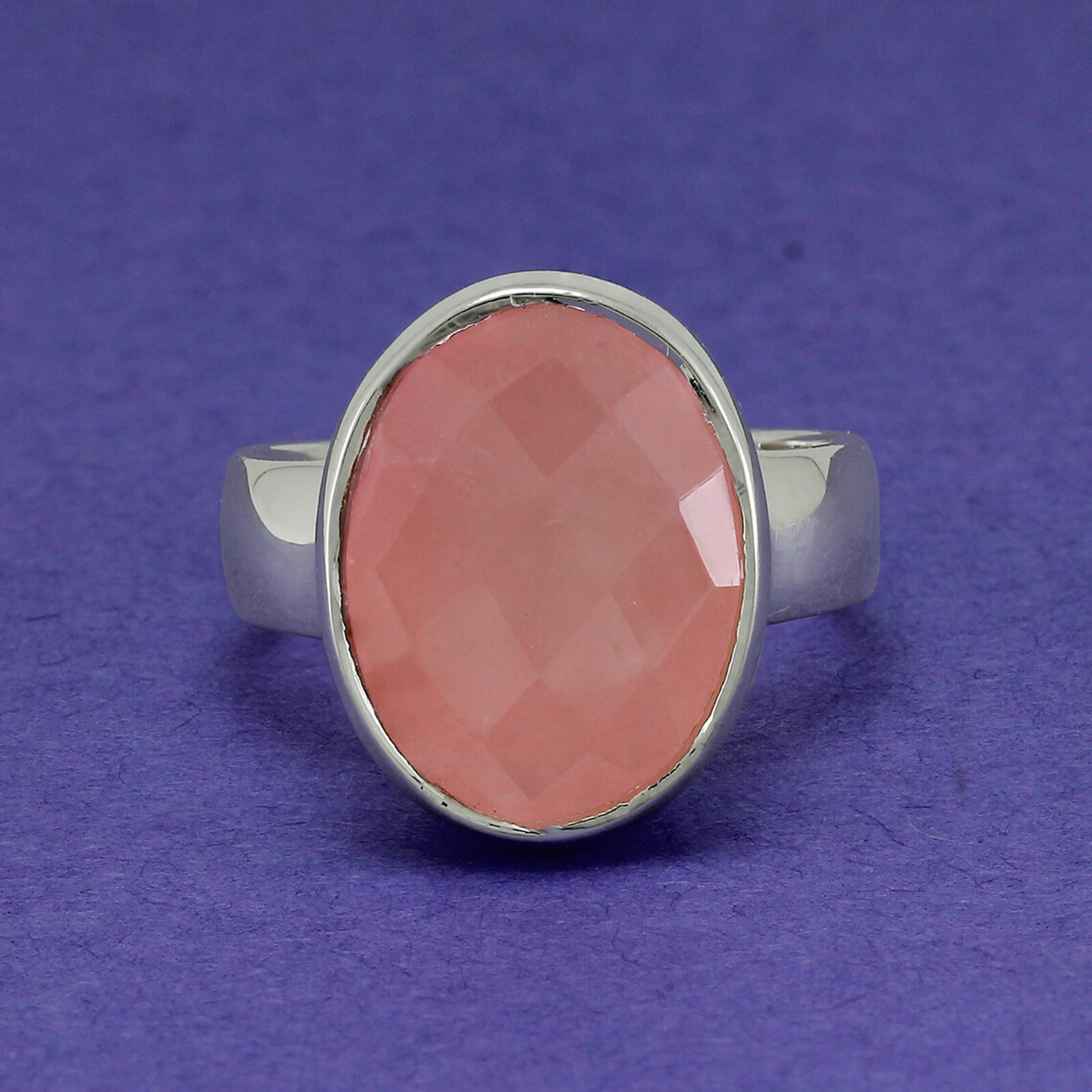 Natural Rose Quartz Oval Cut Gemstone 925 Sterling Silver Women Handmade Ring