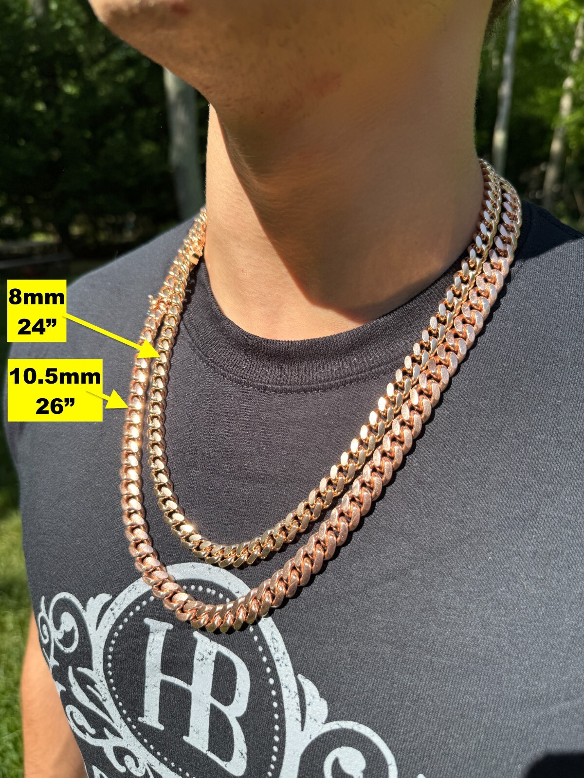 Miami Cuban Link Chain Bracelet 14k Rose Gold Plated Solid 925 Silver Box Lock