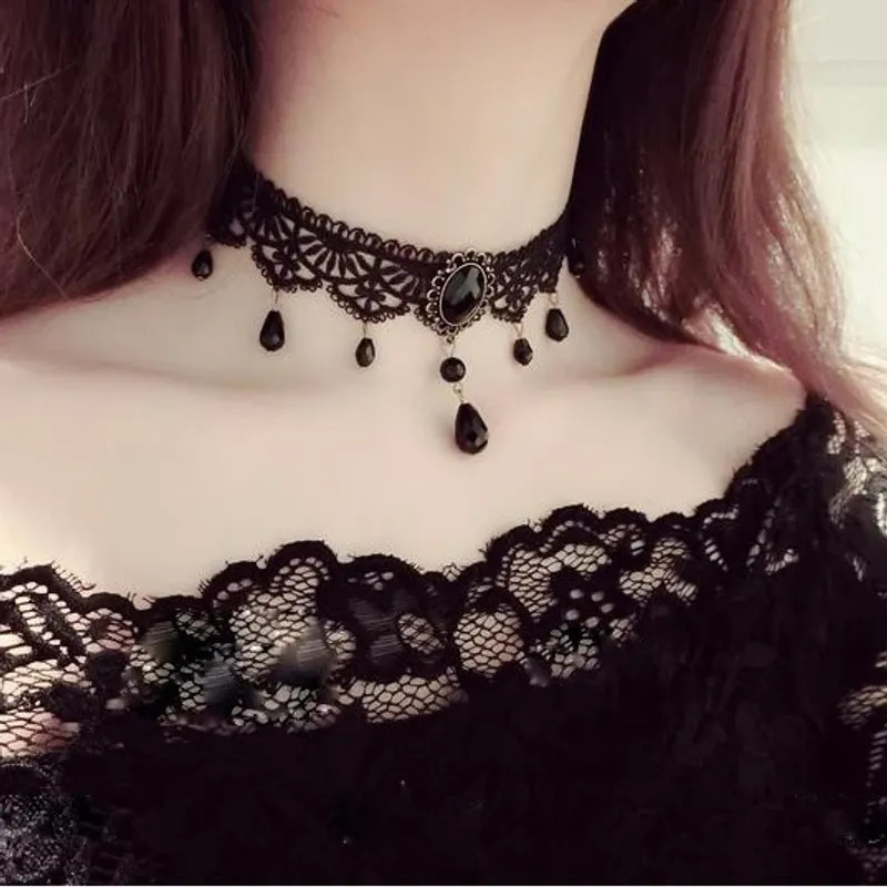 Korean Fashion Velvet Choker Necklace for Women Vintage Sexy Lace Necklace with