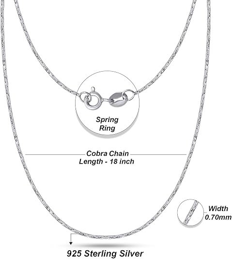 0.70mm Twist Cobra Chain 18″ Necklace for Women and Men in 925 Sterling Silver