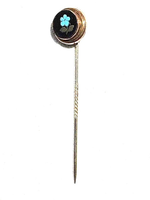 Victorian Minature Pietra Dura Forget Me Not Stickpin