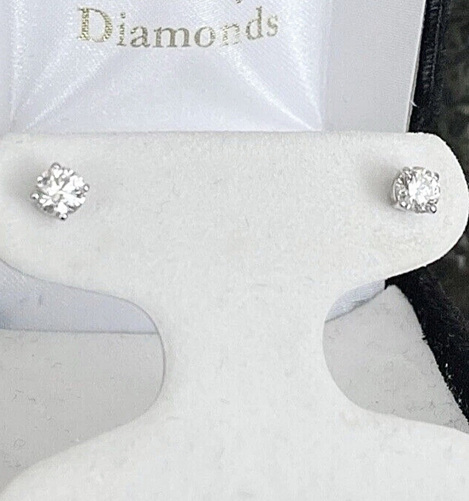 14k White Gold High Quality Vs1 G Color Very Good Cut Diamond 1ct Tdw Studs