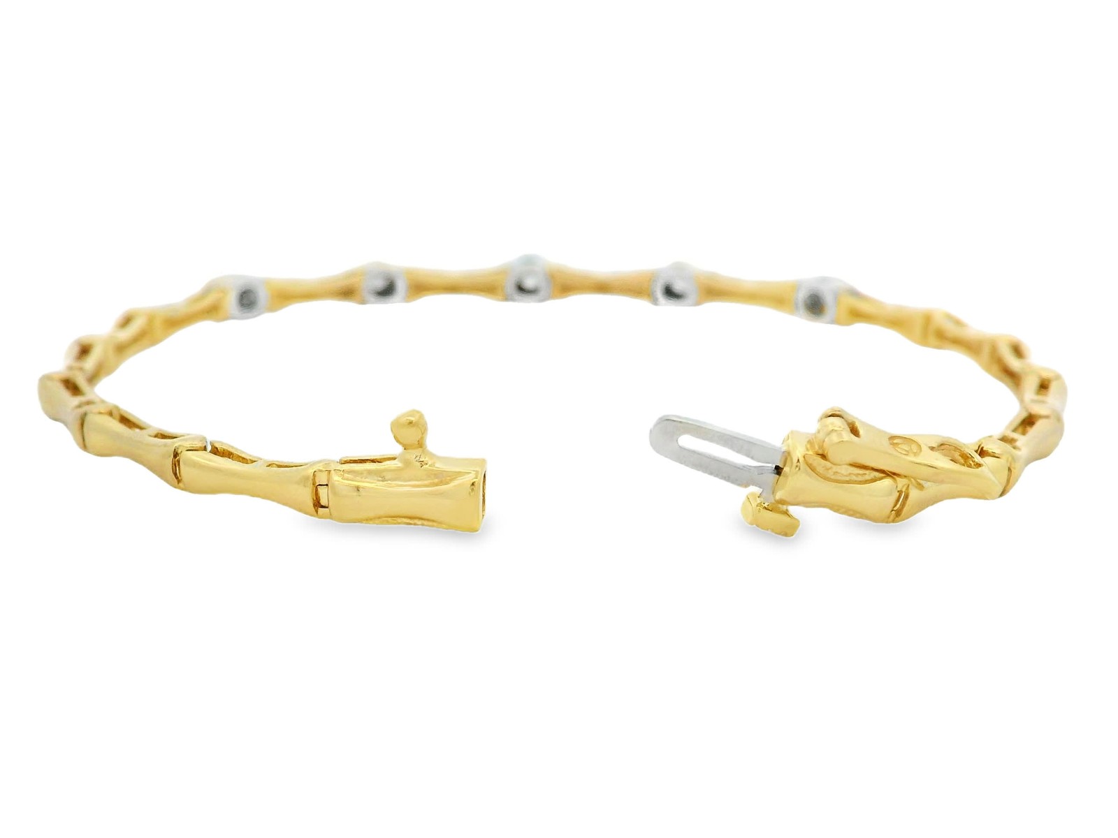 0.25ct Natural 5-Diamond Bezel Bracelet, 14k Multi-Tone Gold, 7″