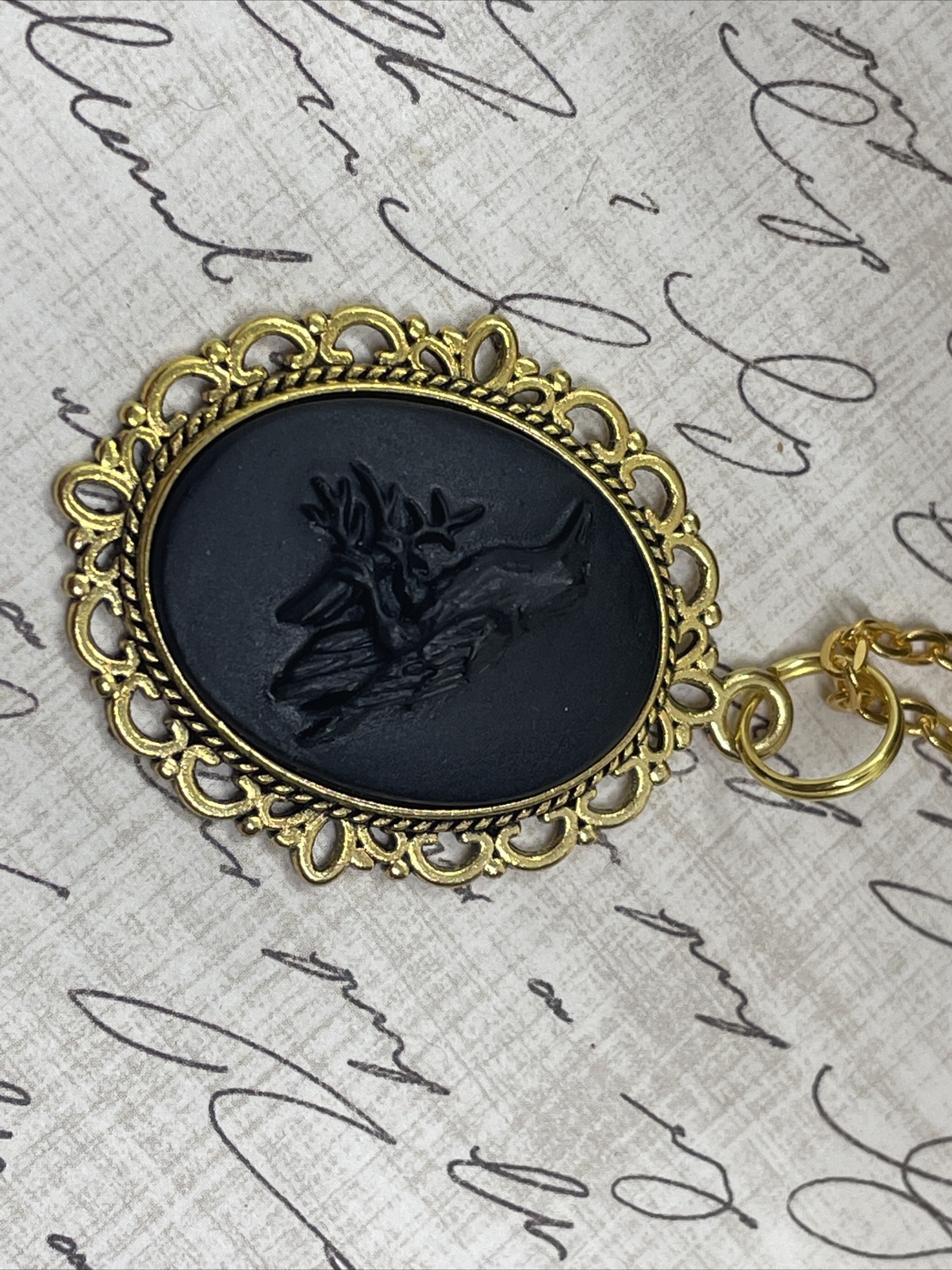 Black Crow Raven Gothic Steampunk Cameo Necklace Mens Womens Gift Wedding Gold T