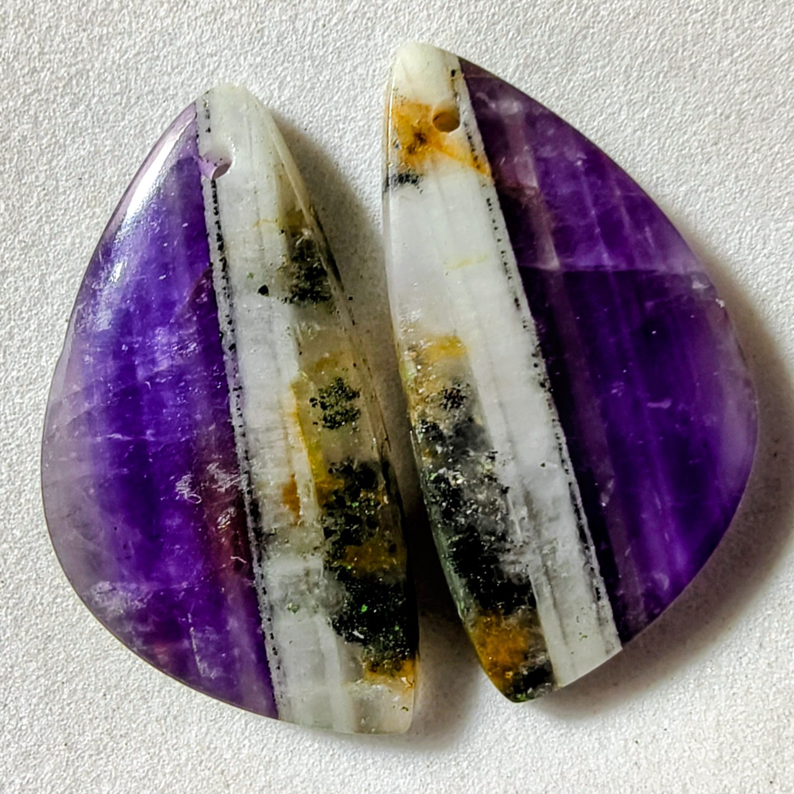 33 Cts Natural Amethyst Drilled Pair Cabochon Gemstone For Earrings 29.5×15.4 MM