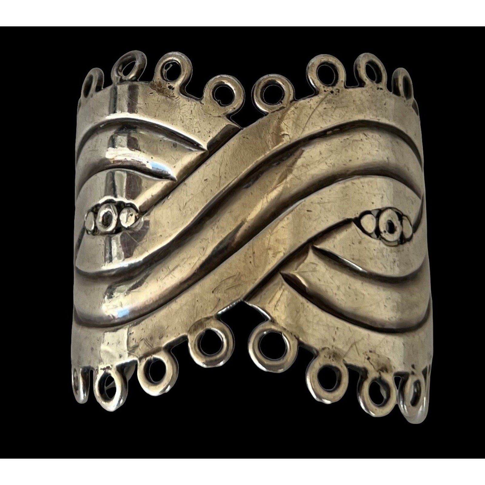 Vintage William Spratling Taxco Mexican Sterling Silver Mask Cuff 114g HEAVY