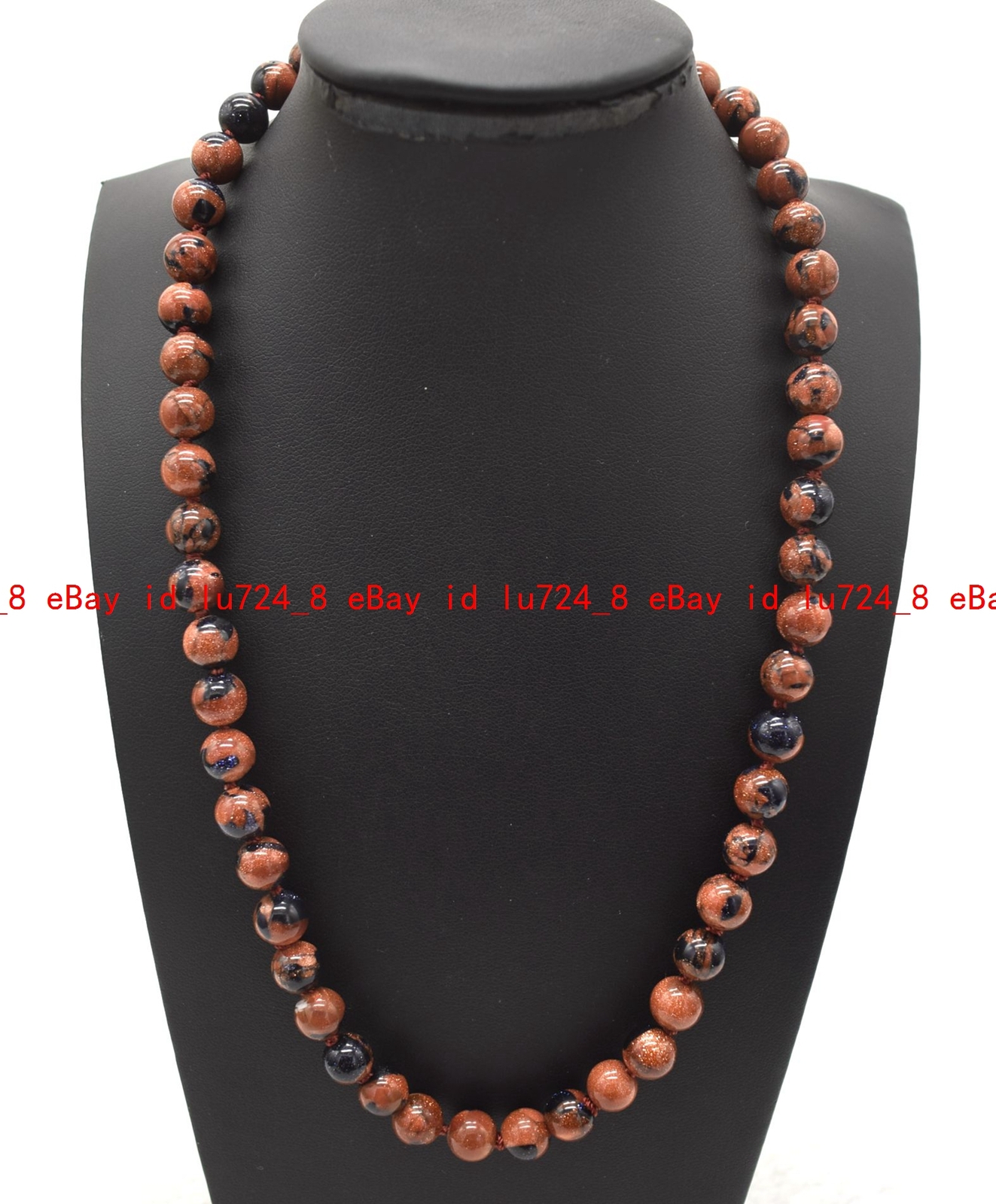 Natural 6/8/10mm Blue Gold Sandstone Gemstone Round Beads Jewelry Necklace 18″