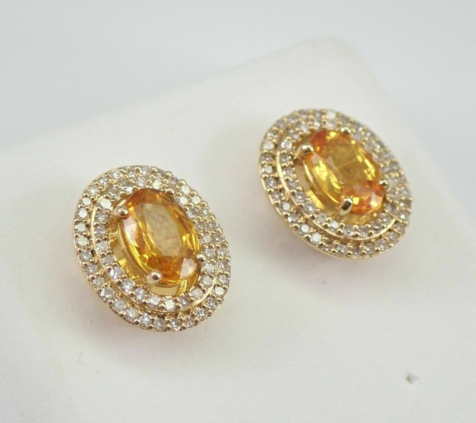 2Ct Oval Cut Simulated Yellow Citrine Halo Stud Earrings 14K Yellow Gold Plated