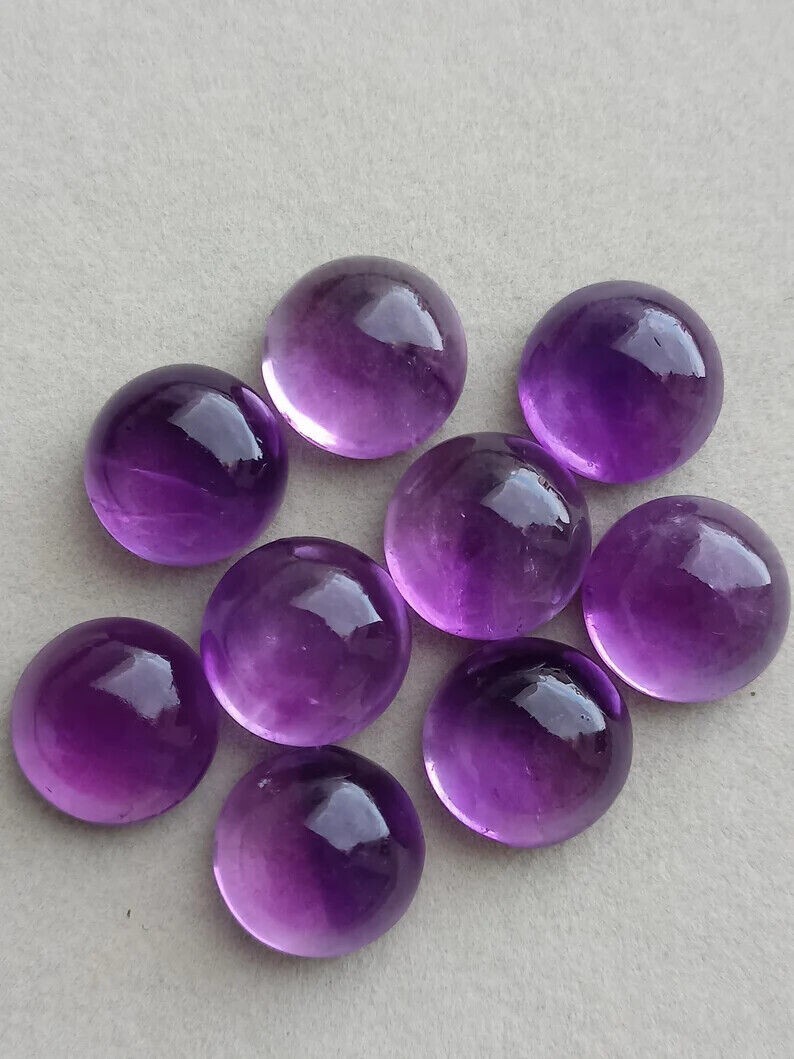 [Wholesale] Natural Amethyst Cabochon Round Shape Loose Gemstone Jewellery.
