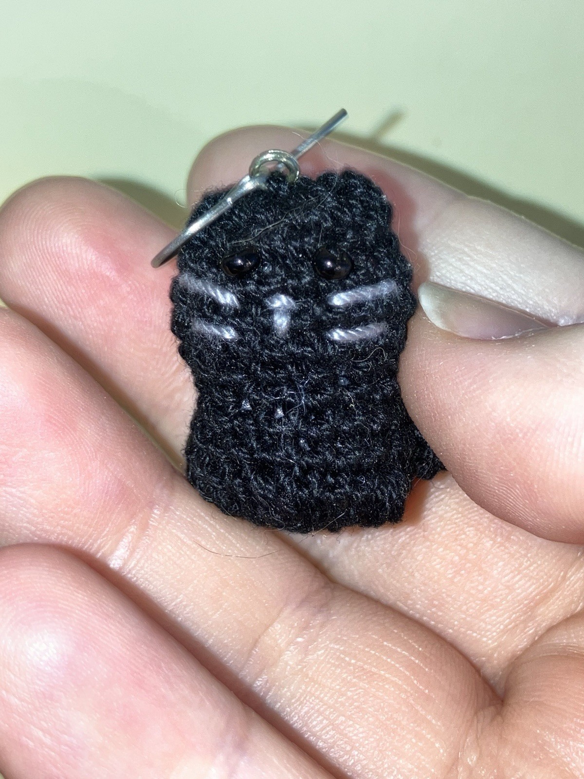 Black crochet cat earrings