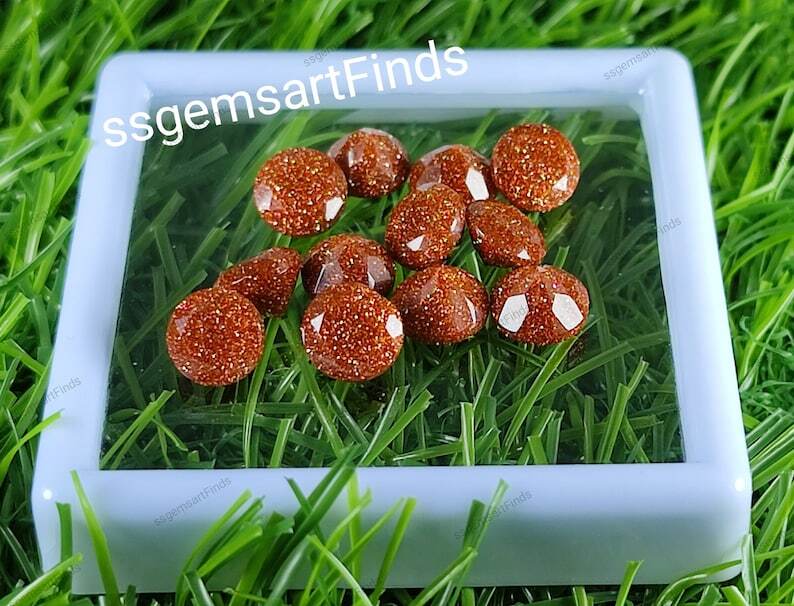 Gold Sandstone Round Shape Loose Gemstone Jewelry Making Gift