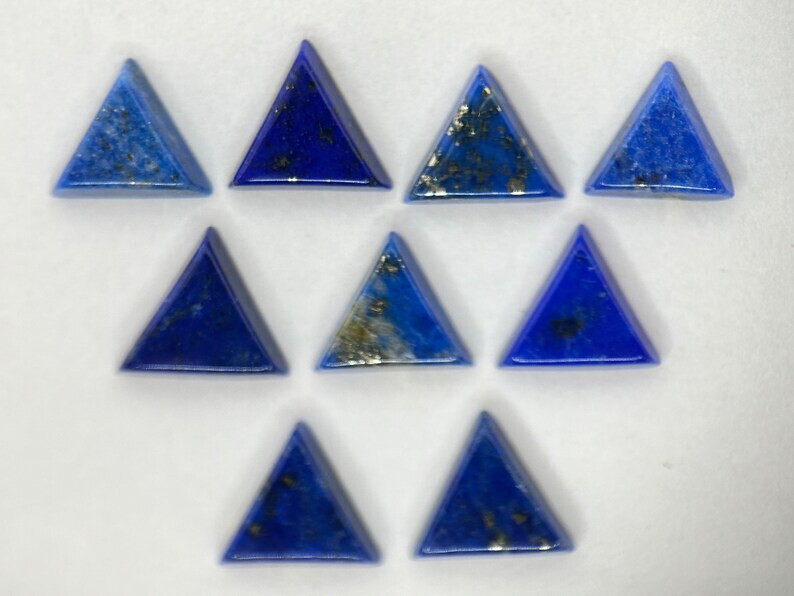 [WHOLESALE] NATURAL LAPIS LAZULI CABOCHON SLICE TRIANGLE SHAPE LOOSE GEMSTONE