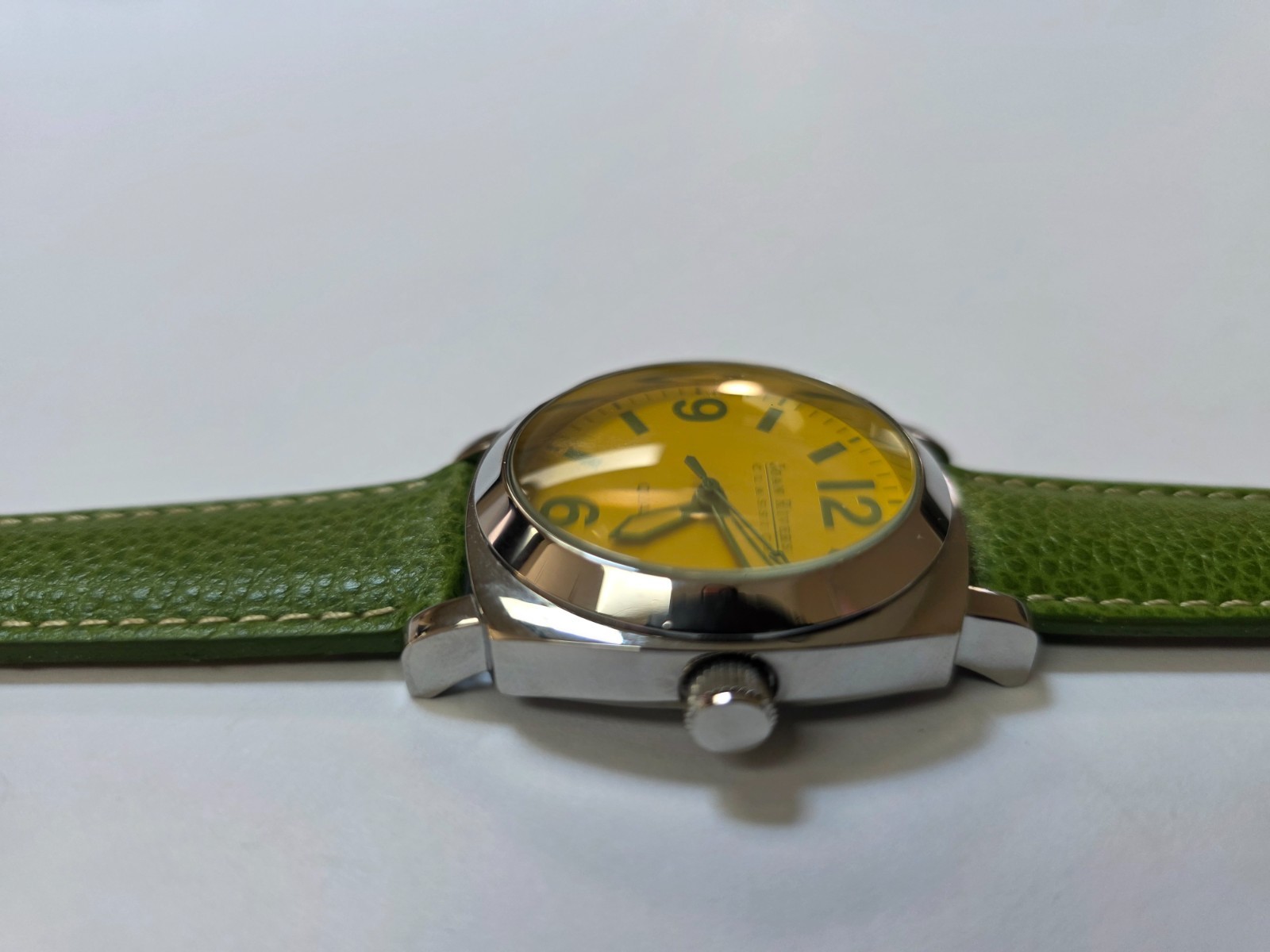Joan Rivers Classics V377 Watch Leather Wristwatch stainless steel green yellow