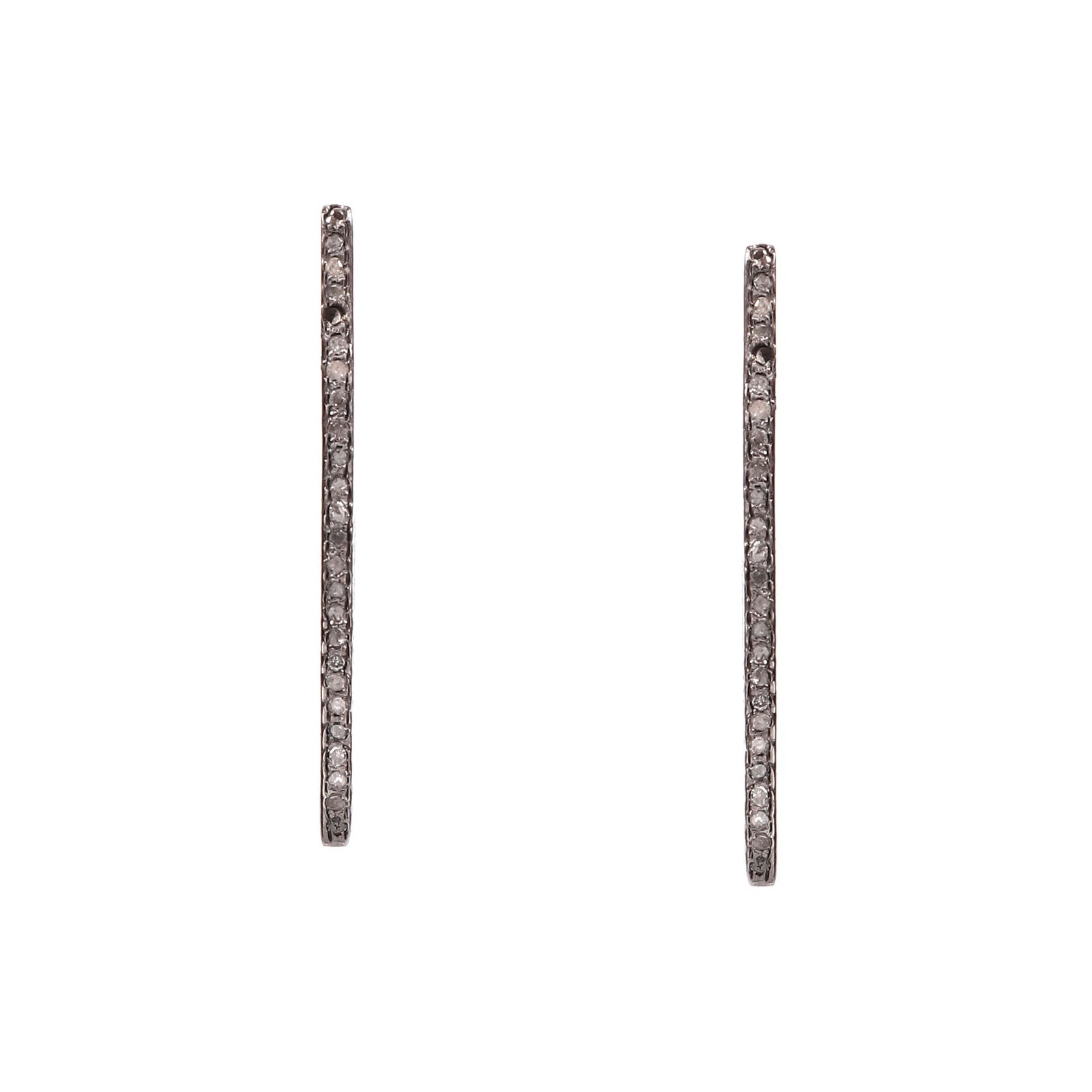 Modern Triangle Natural Rose Cut Diamond 1.30 CTW Oxidized 925 Sterling Silver