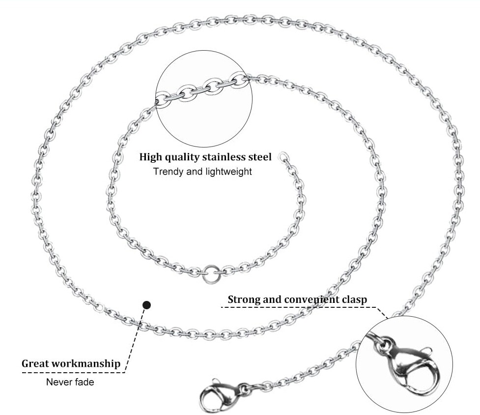 Sabrina Carpenter necklace, stainless steel/glass, 50-55cm length, 14mm width