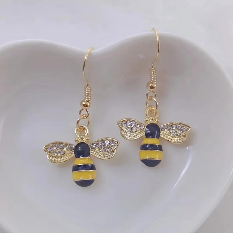 Honey Bumble Bee Necklace Earrings Jewelry Nature Pendant
