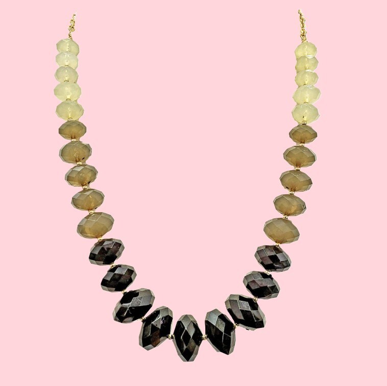Multi Color Black, Grey, and Off White Large Bead Necklace Fashion Neck – NEW