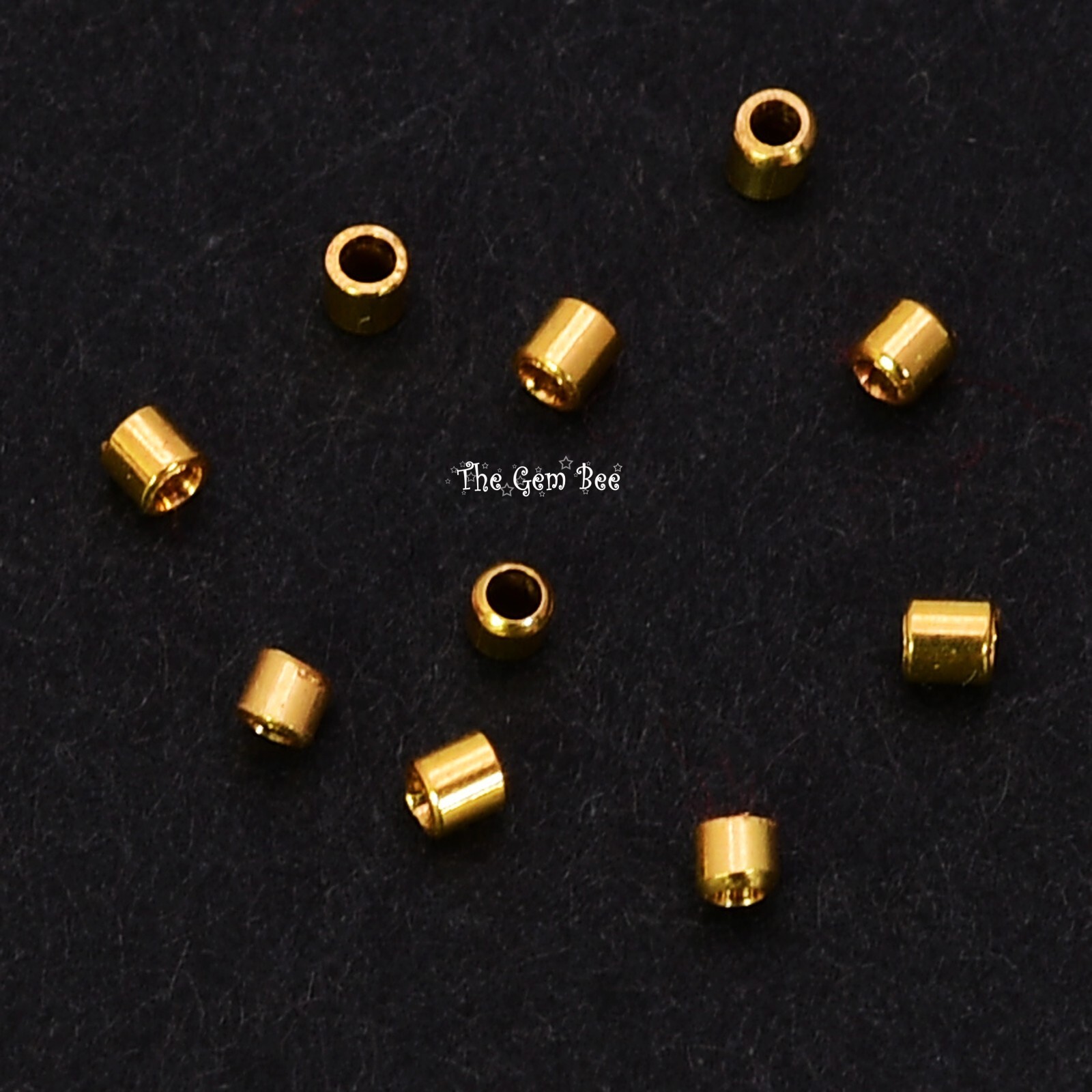 1.5MMx1.5MM 18k Solid Yellow Gold Crimp Tube Beads (10)