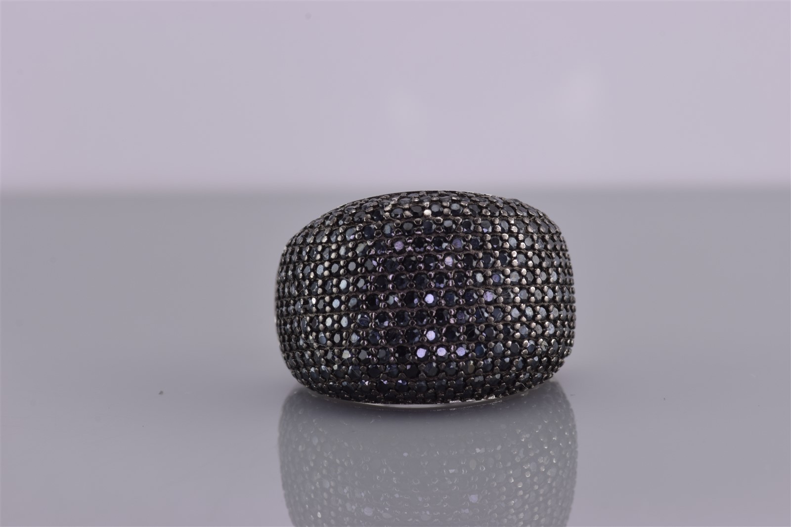 Fuzion Creation Sterling Silver Micro Black Cubic Zirconia Band Ring 925 Sz: 5
