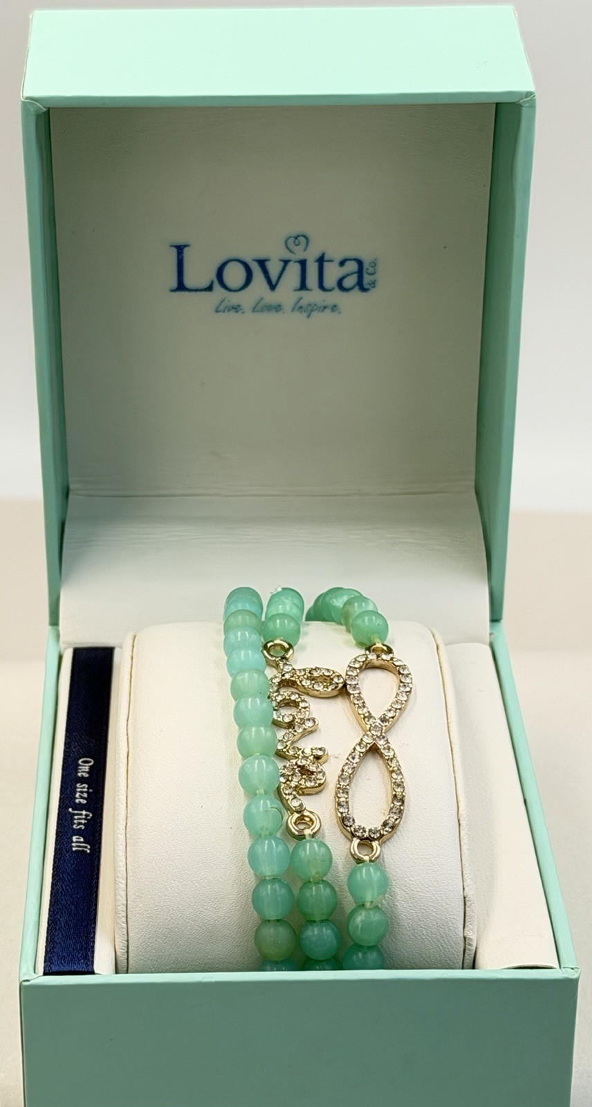 Lovita Bracelet Bundle Cross Infinity Love Pearl Gold Tone Stack Stretch Gift