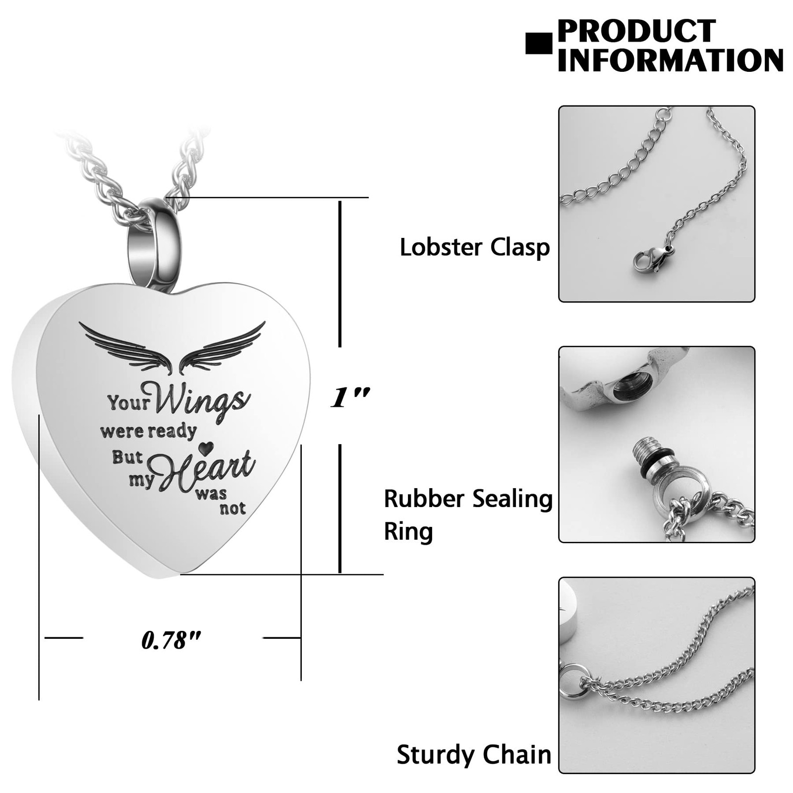 3 Pack Urn Necklace for Ashes Memorial Cremation Jewelry Ashes, Heart Silver …
