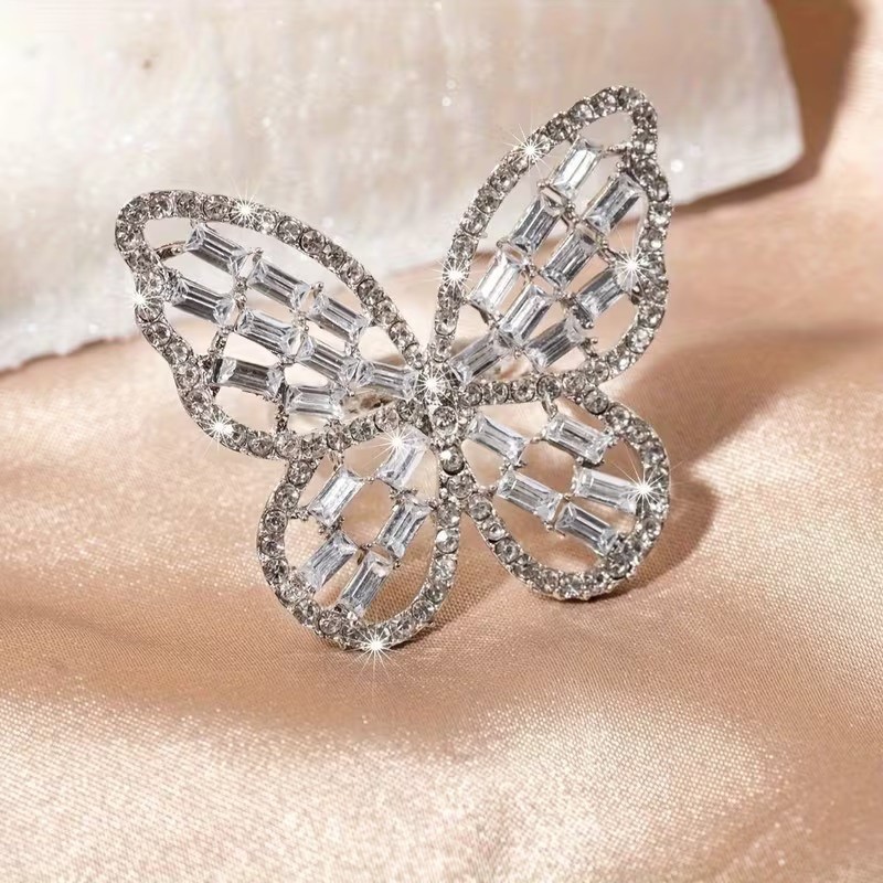 Elegant 925 Sterling Silver Charms Unique Butterfly Open Ring One Size Fit All