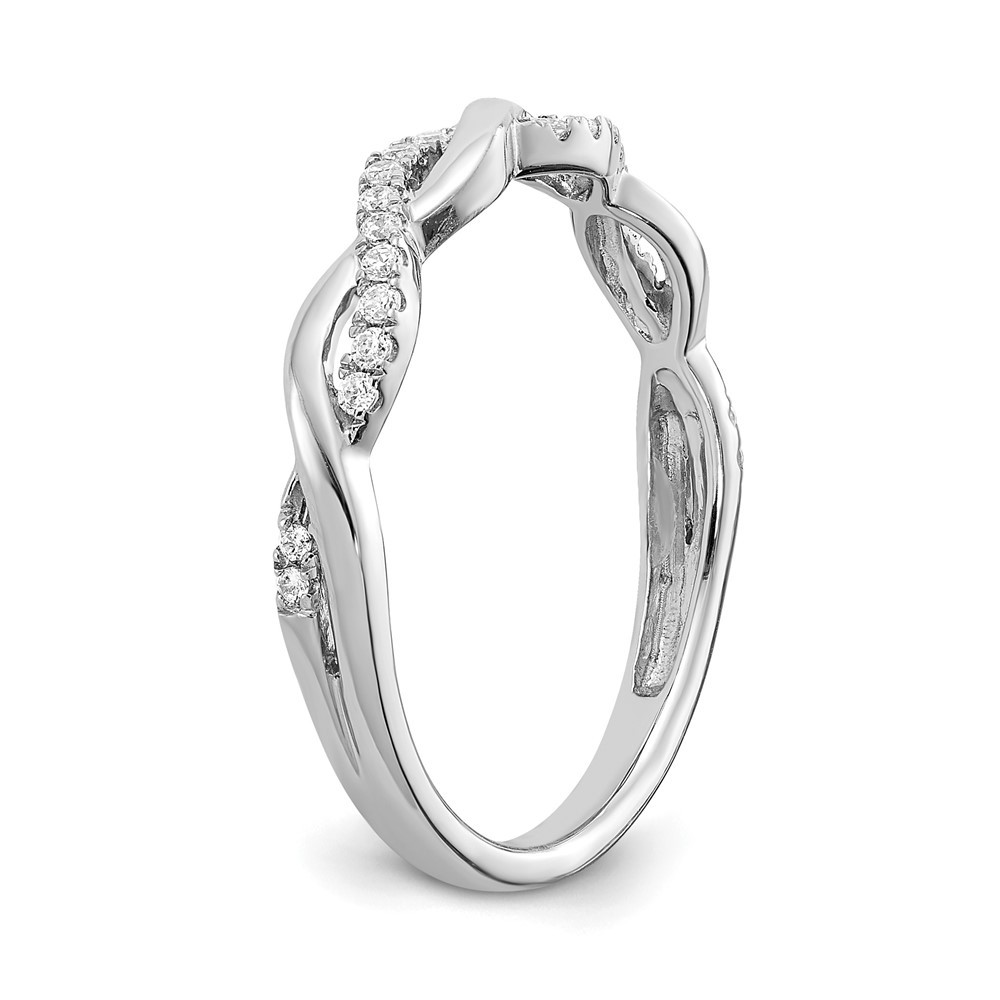 10k White Gold 1/8 Ct Lab Grown Diamond Complete Twist Wedding Band Ring Size 7