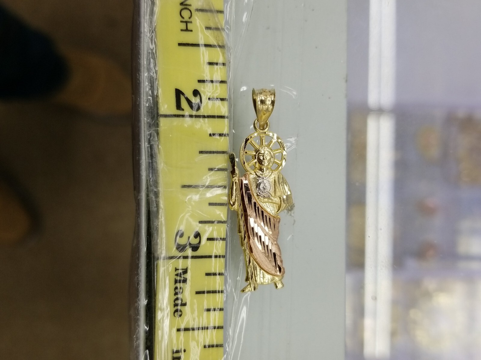 10KT Saint Jude Tri Gold Pendant Diamond Cut Brand New, 10KT Pendant, # 1.9G