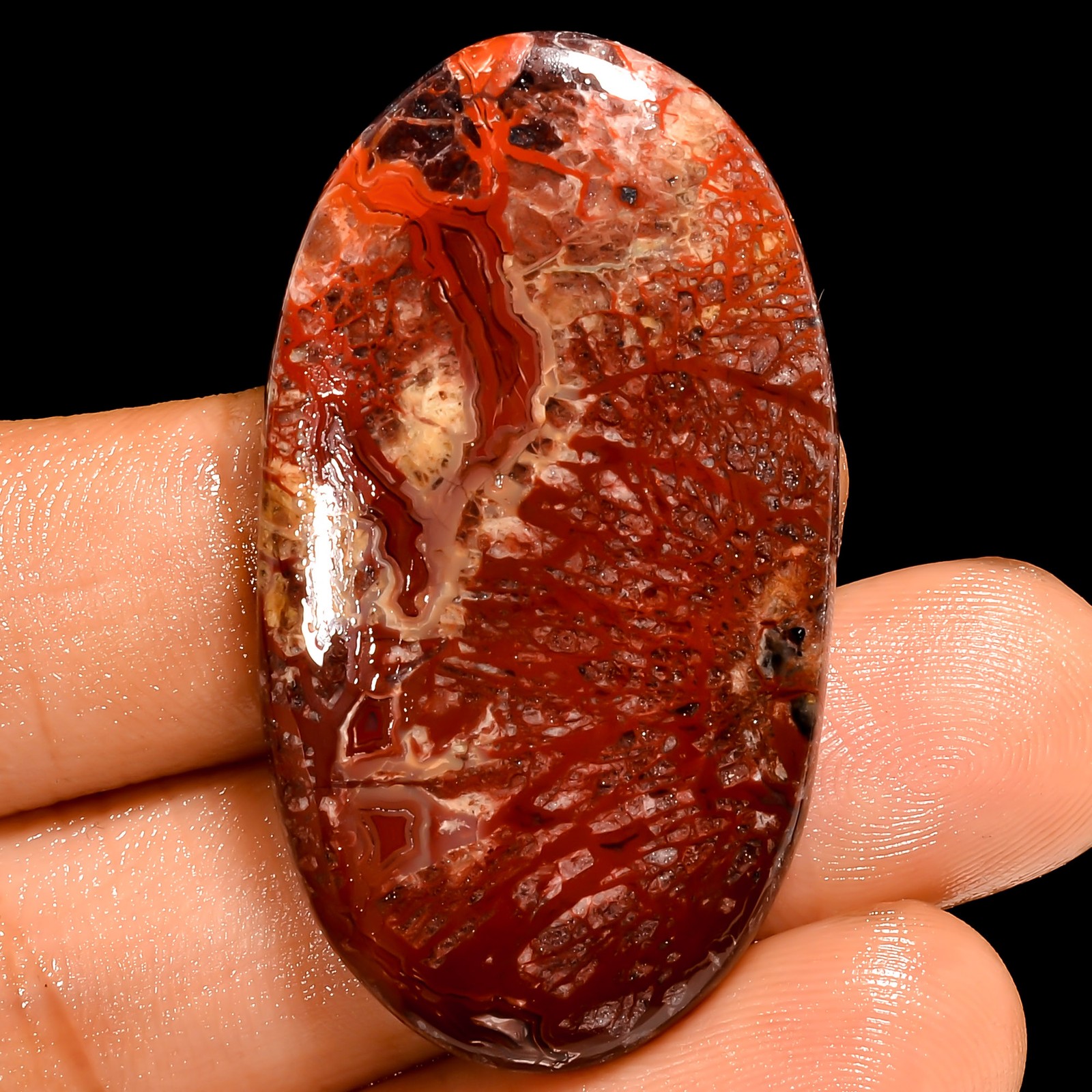100% Natural Crazy Lace Agate Oval Cabochon Gemstone 47 Ct. 41X23X5 mm UG-3630