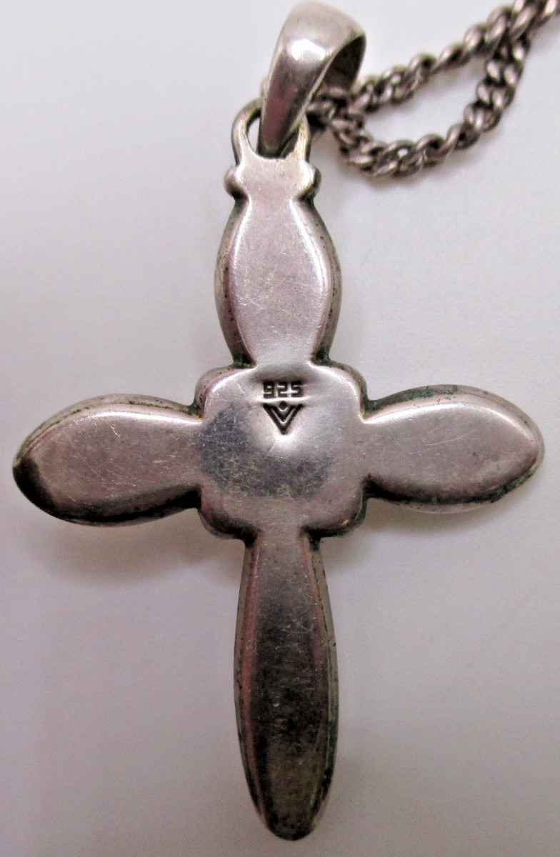 Silpada Sterling Silver Contemporary Credence Pearl Cross Pendant 24″ 925 chain