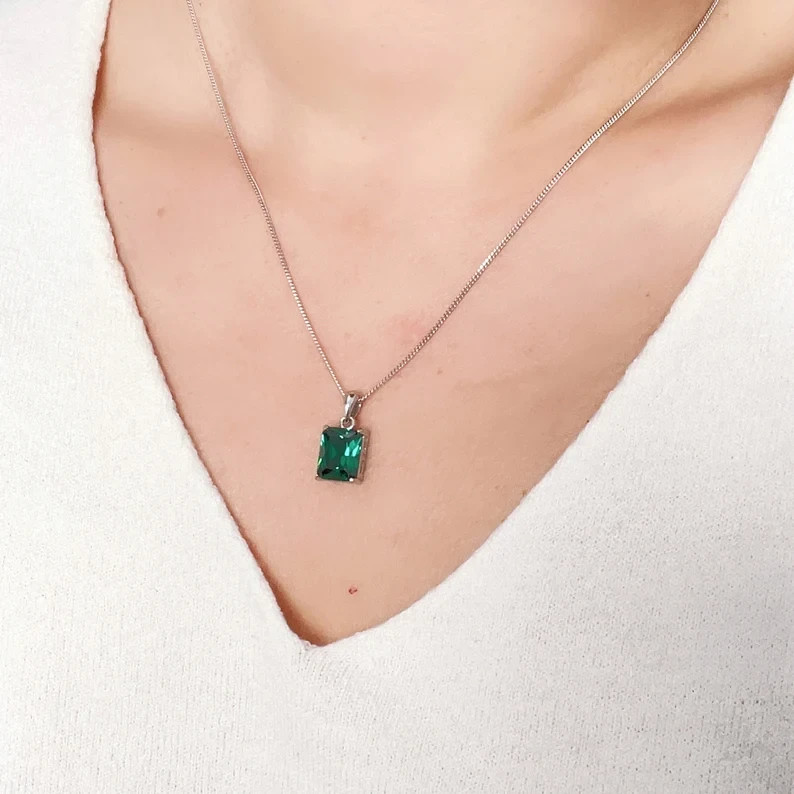 Elegant Mens Emerald Pendant 925 Sterling Silver Ring Gift Jewelry Gift Pendant