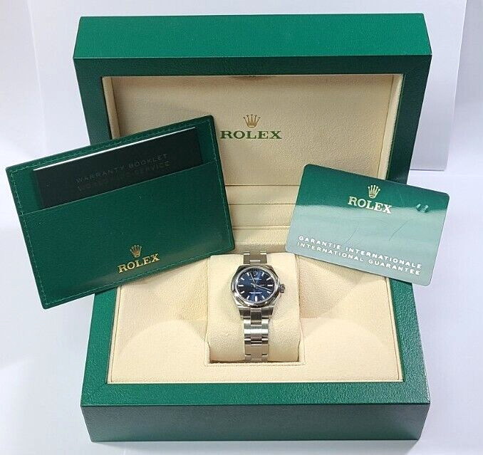 Rolex Oyster Perpetual Stainless Steel Blue Dial 28mm Ladies Watch 276200
