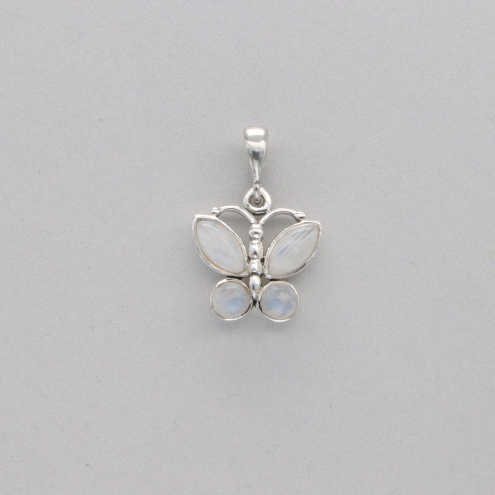 Rainbow MOONSTONE Butterfly Pendant Genuine Natural 925 STERLING SILVER #9e
