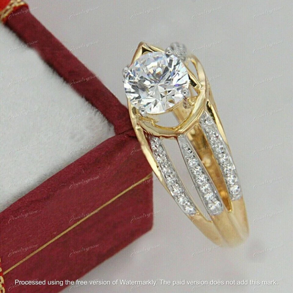 3Ct Round Cut Lab Created Diamond Engagement Ring 14K Two Tone Gold Plated