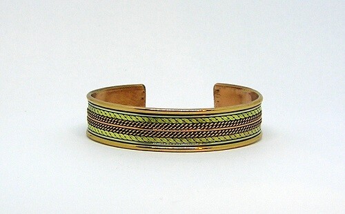 New Copper & Brass Cuff Bracelet, 6.5 X 5/8th Inch Tarnish Resistant Non-Toxic