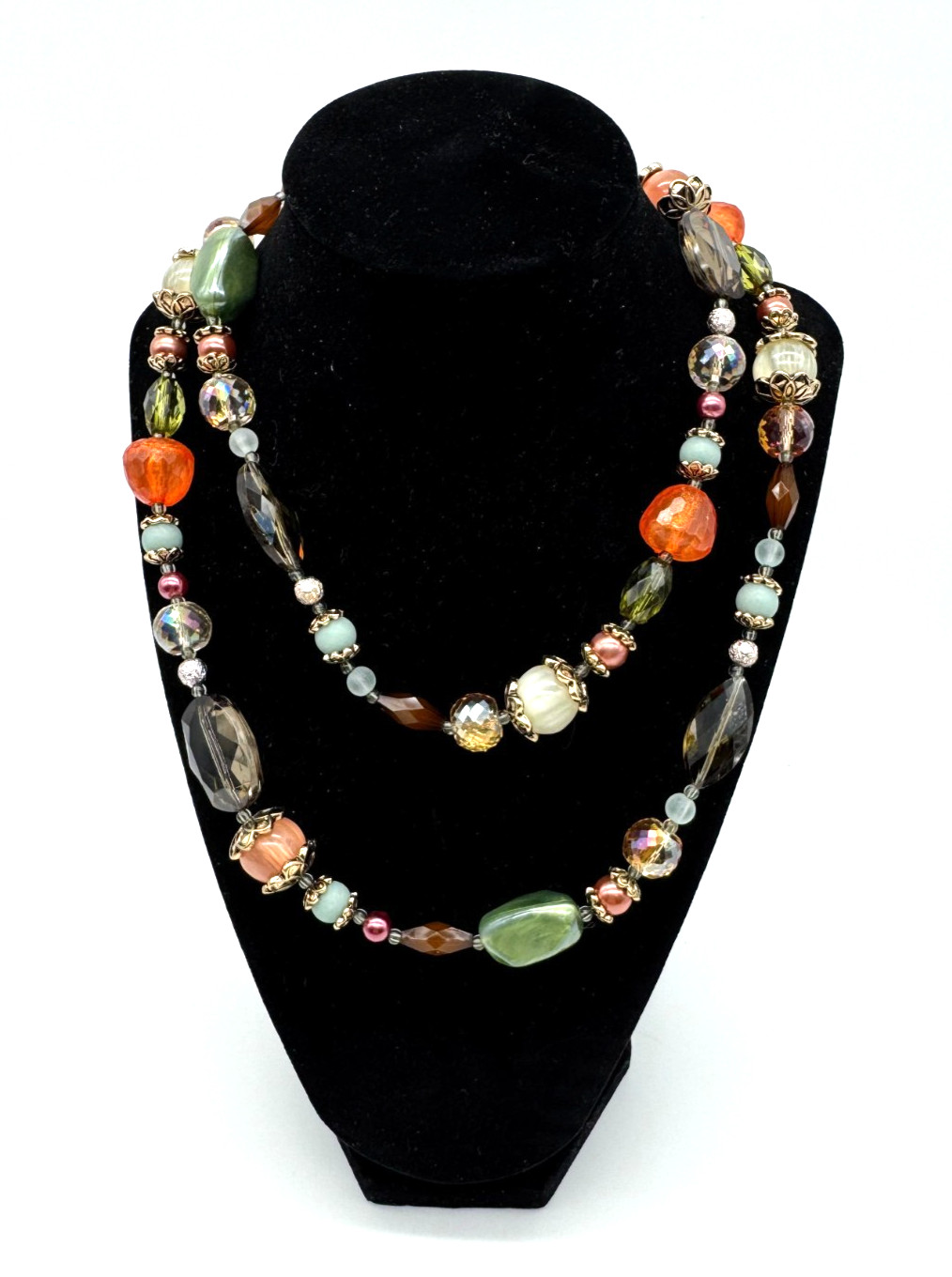 Premier Designs Necklace 36″- 40″ “Shades of Chic” Autumn Colors Original Box