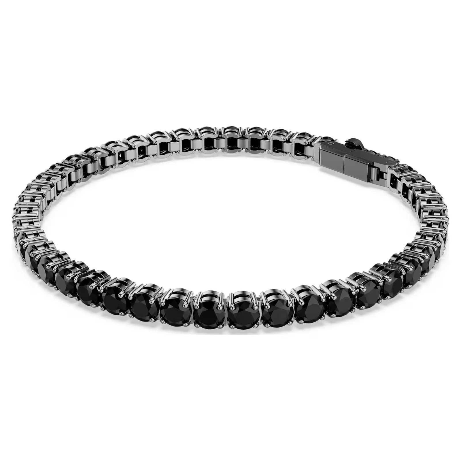 Swarovski Matrix Tennis Bracelet, Round Cut, Black, Ruthenium 5696031 (Size M)