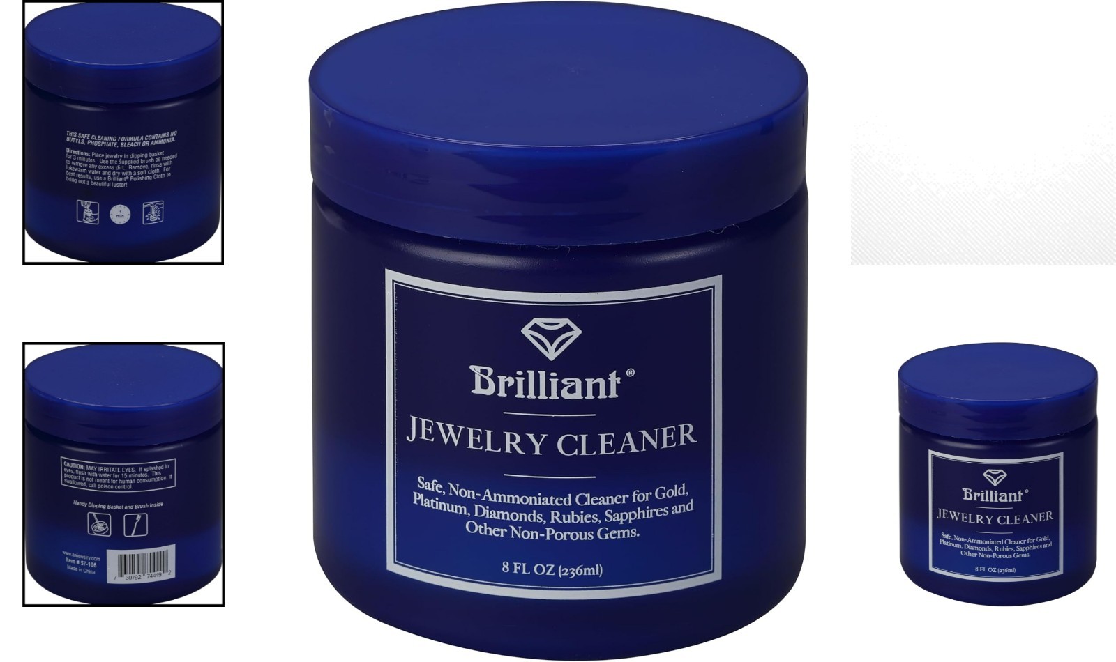 Jewelry Cleaning Solution – Non-Toxic with 8oz Liquid Volume and Accessories