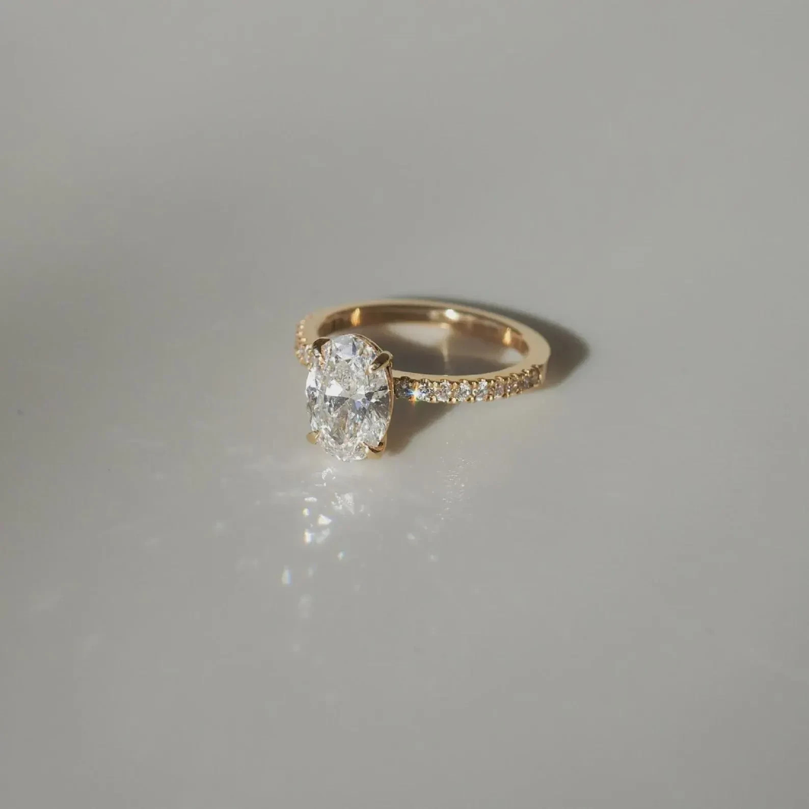 2.25CT Elongated Oval Cut Moissanite Engagement Ring, Half Eternity Band Gift