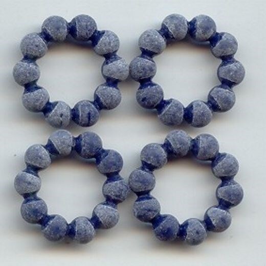 18 VINTAGE NAVY MATTE ACRYLIC 5x20mm. BEADED ROUND RING BEADS 6880