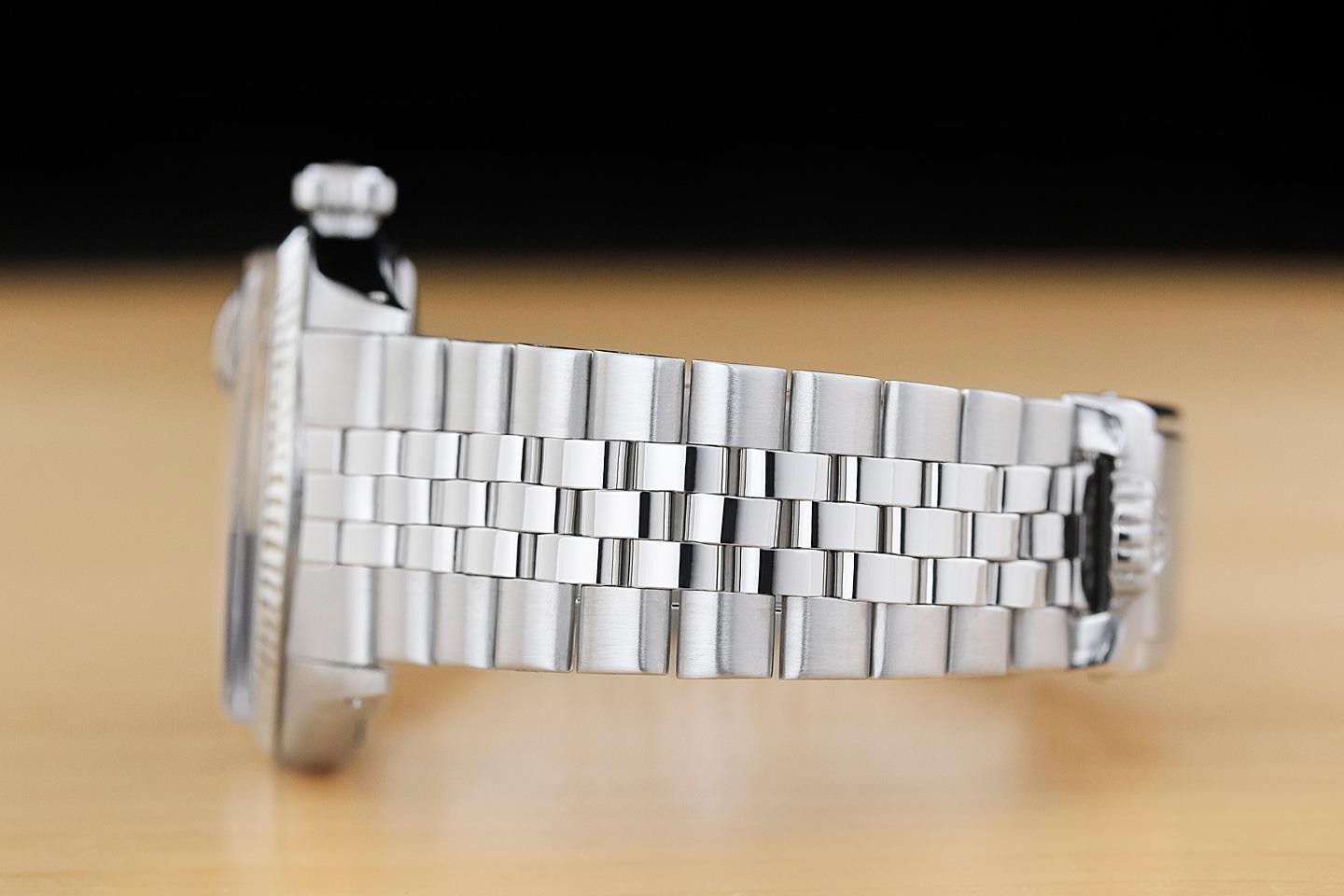 ROLEX DATEJUST 1601 18K WHITE GOLD STEEL GREEN DIAL FOLDED BRACELET WATCH