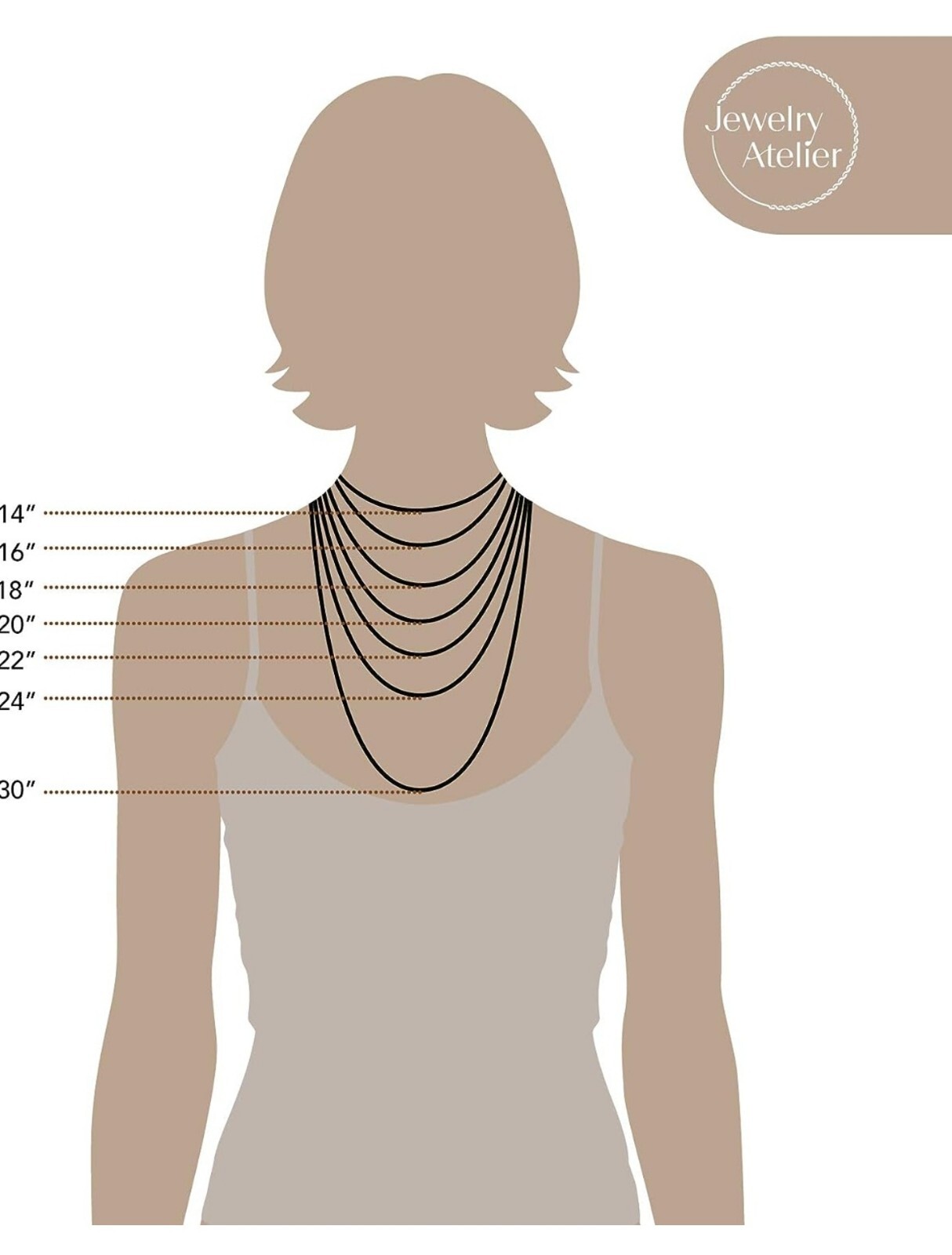 Jewelry Atelier Gold Chain Necklace -14K Solid Yellow Gold Filled 16″ L 2.7mm W