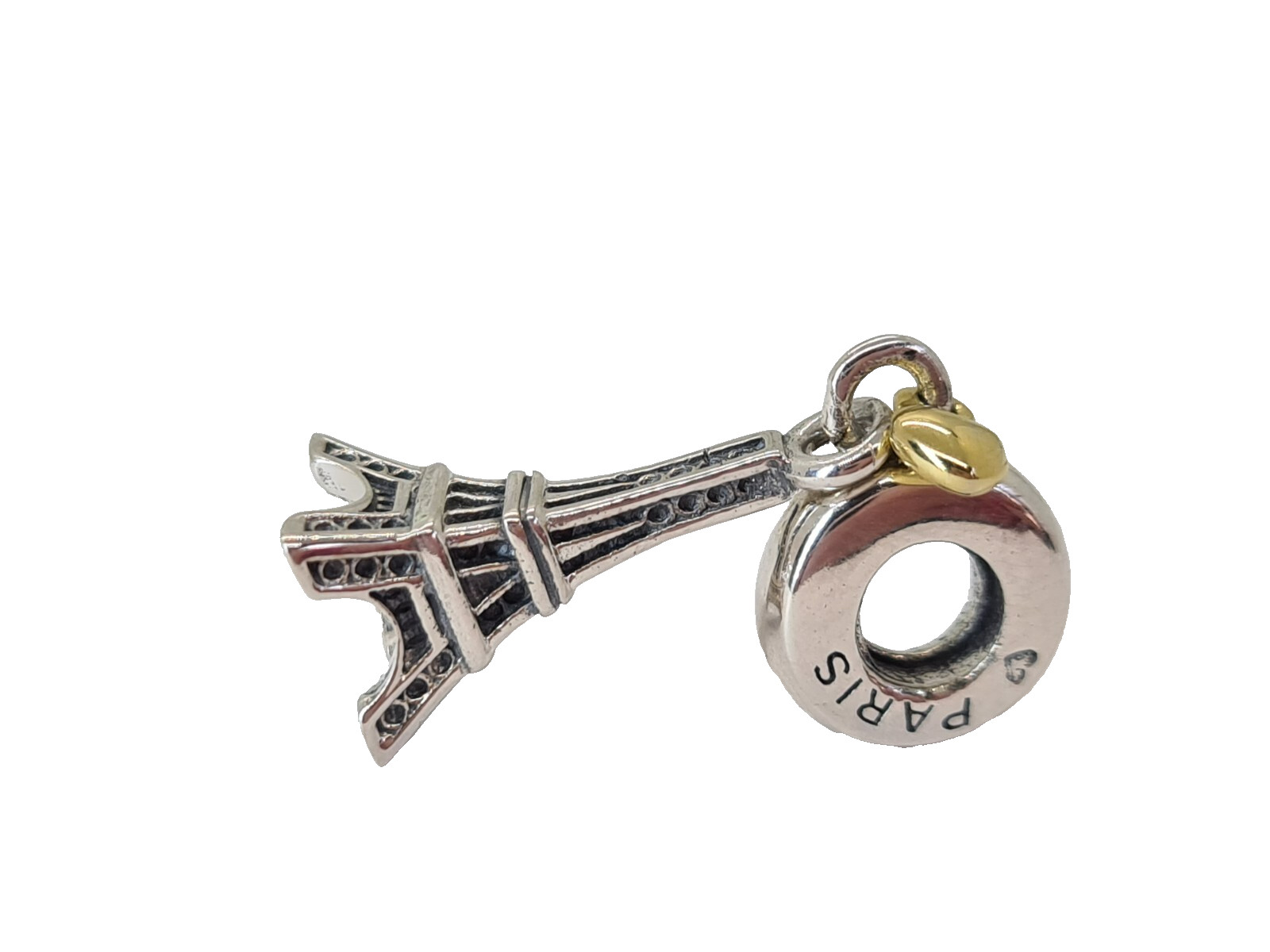 Authentic Pandora Love HEART Paris Hanging France dangle Silver Charm