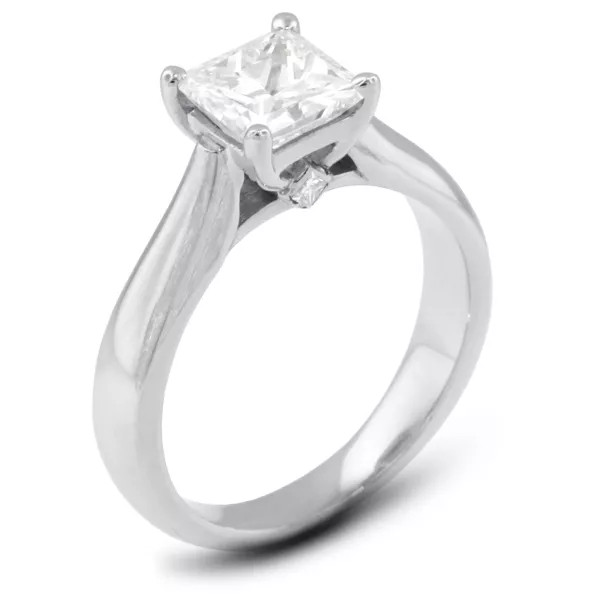 Engagement Ring 14K White Gold Classic 0.75 CT Princess Lab-Grown Diamond E VS1