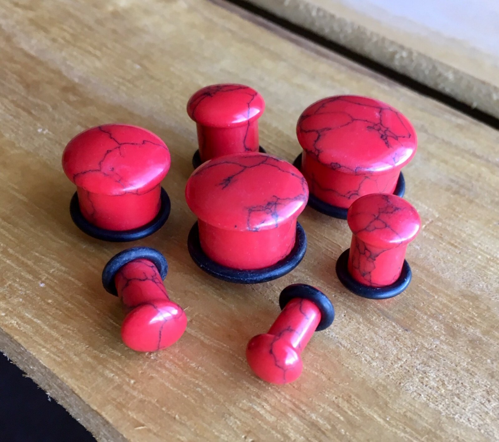 – ALL 10 PAIR – Stone Plugs Organic Single Flare Ear Gauges Body Jewelry (lot 2)