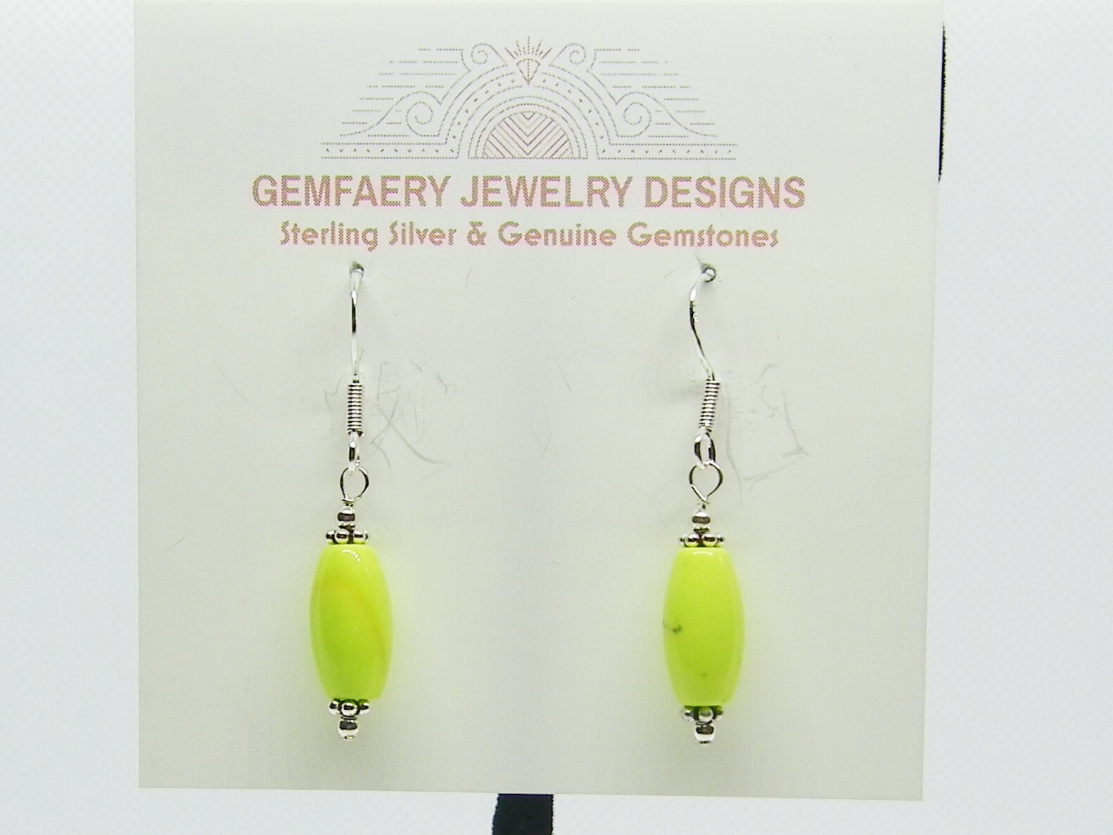 RARE: Sterling Silver Natural GASPEITE Gemstone Dangle Earrings…Handmade USA