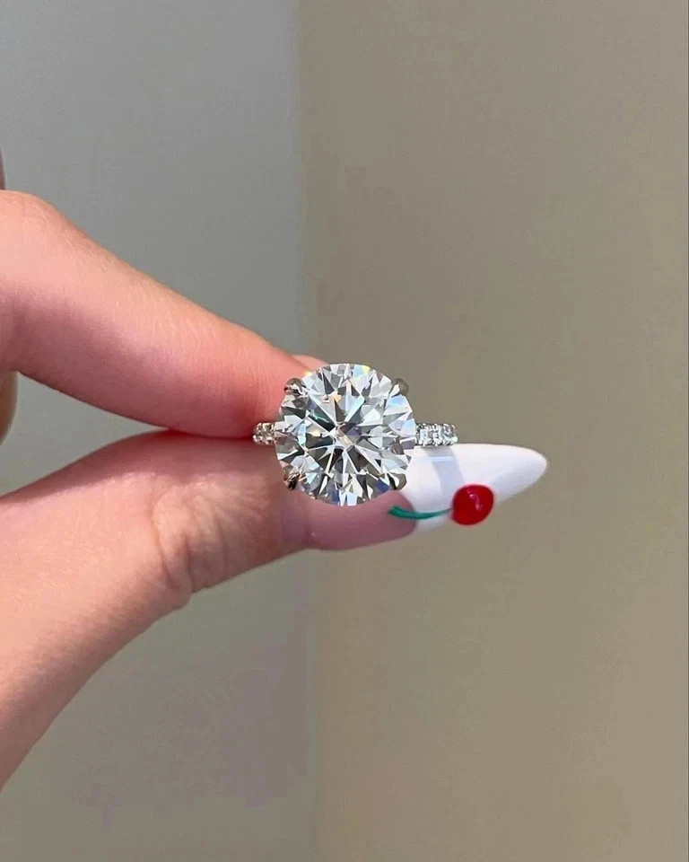 Round Cut 3.30 Ct White Moissanite Wedding Engagement Ring 925 Sterling Silver