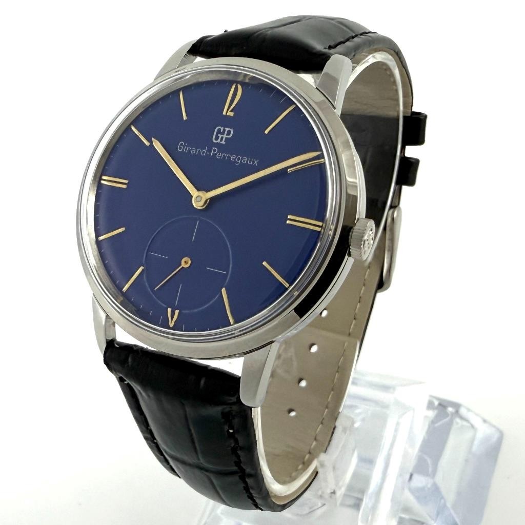 SWISS JUMBO GIRARD PERREGAUX MANUAL WIND NICE BLUE DIAL STEEL VINTAGE WATCH