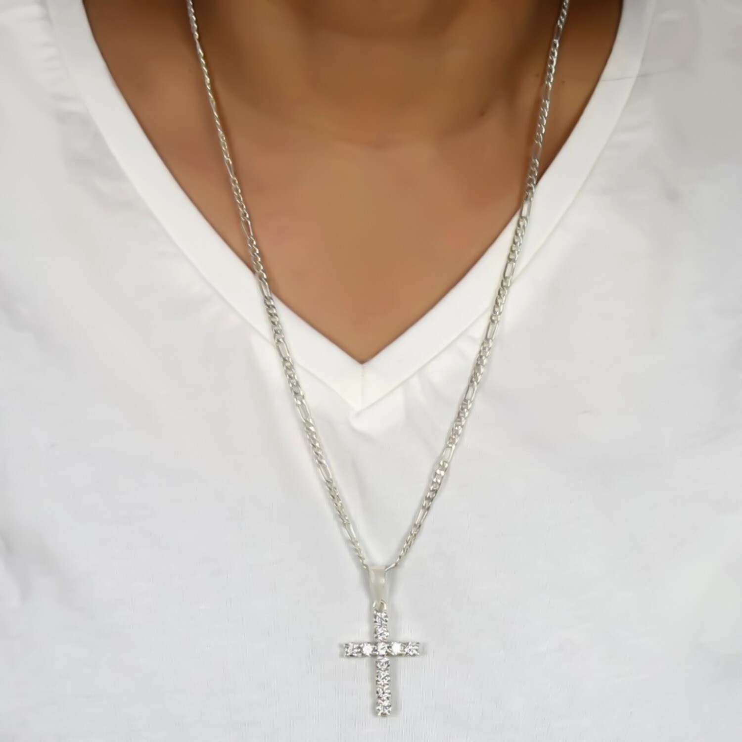 2.00 Ct Certified Round Cut White Diamond Cross Pendant In 925 Sterling Silver